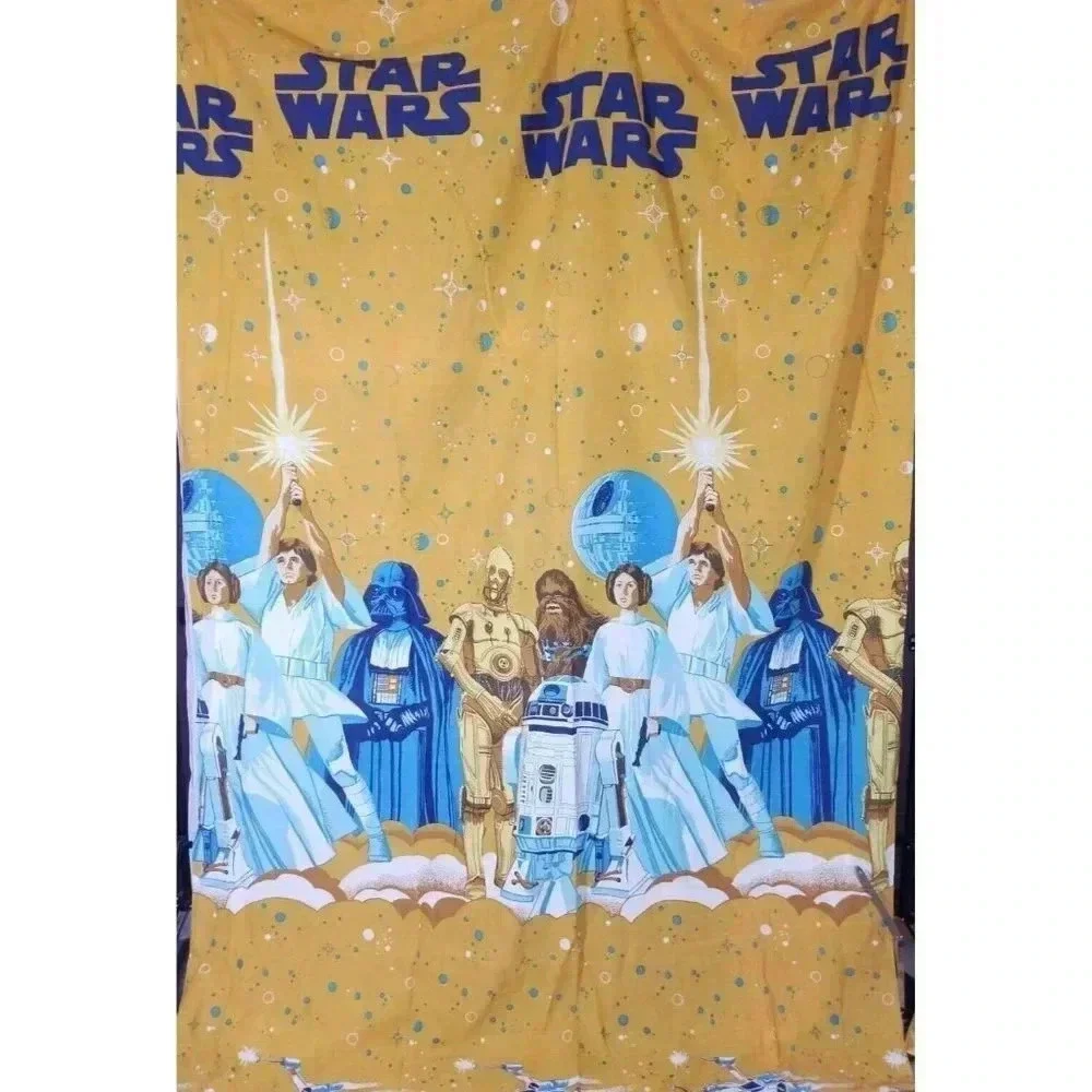 Vintage Star Wars Original 1977 Sears Gold Color Flat Bed Sheet Cover Ve…